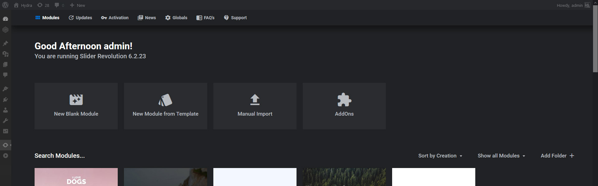 Antarmuka salah satu plugin slider WordPress terbaik, Slider Revolution