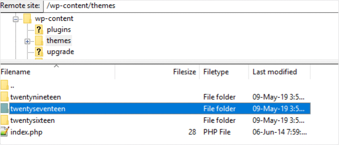 folder tema ftp wordpress