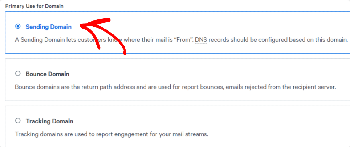 elija la opción Dominio de envío