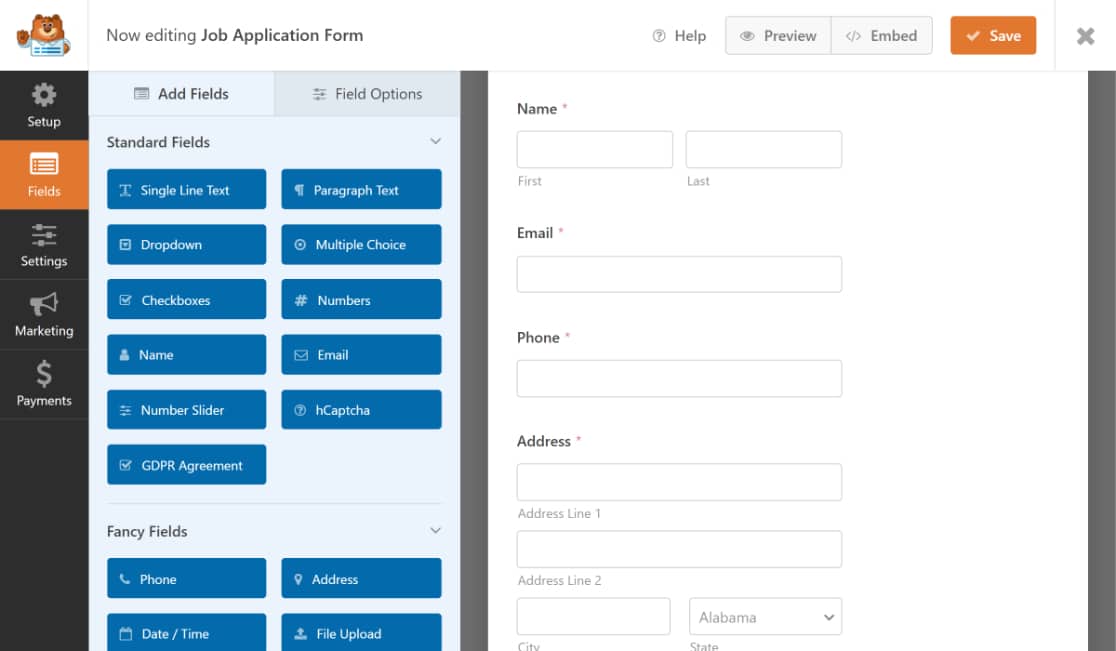 แบบฟอร์มแดชบอร์ดของ wpforms