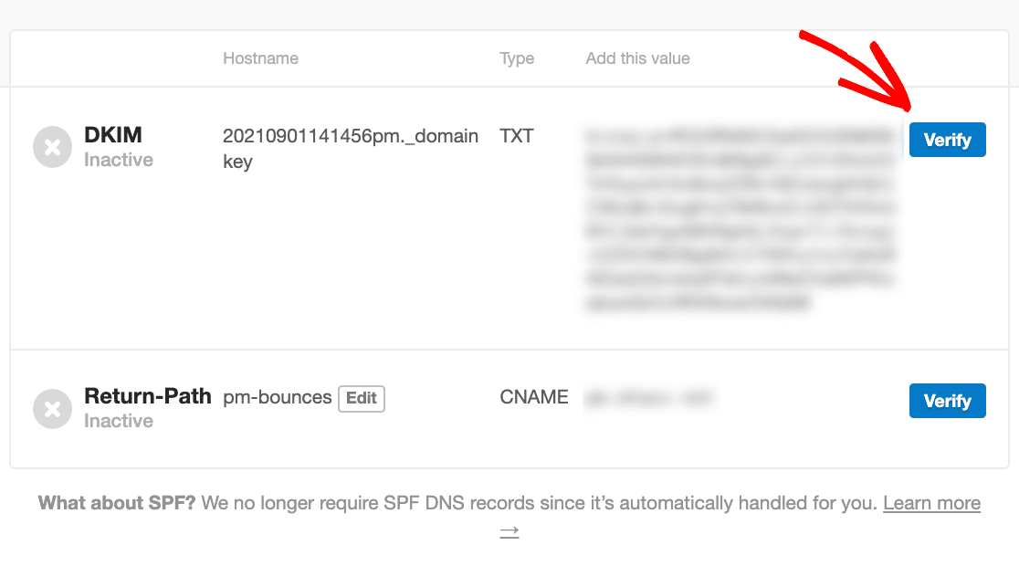 Verificación de registros DNS de matasellos