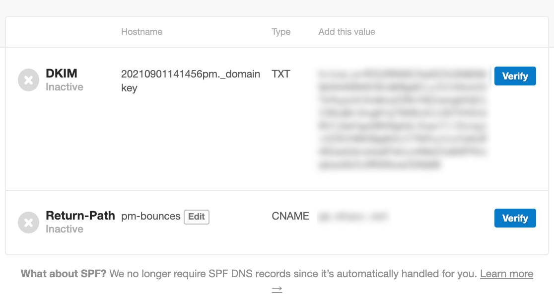 Enregistrements DNS du cachet de la poste