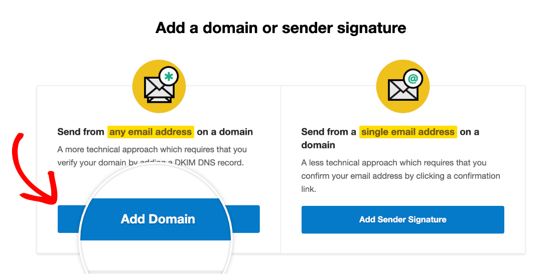 Poststempel Domain hinzufügen