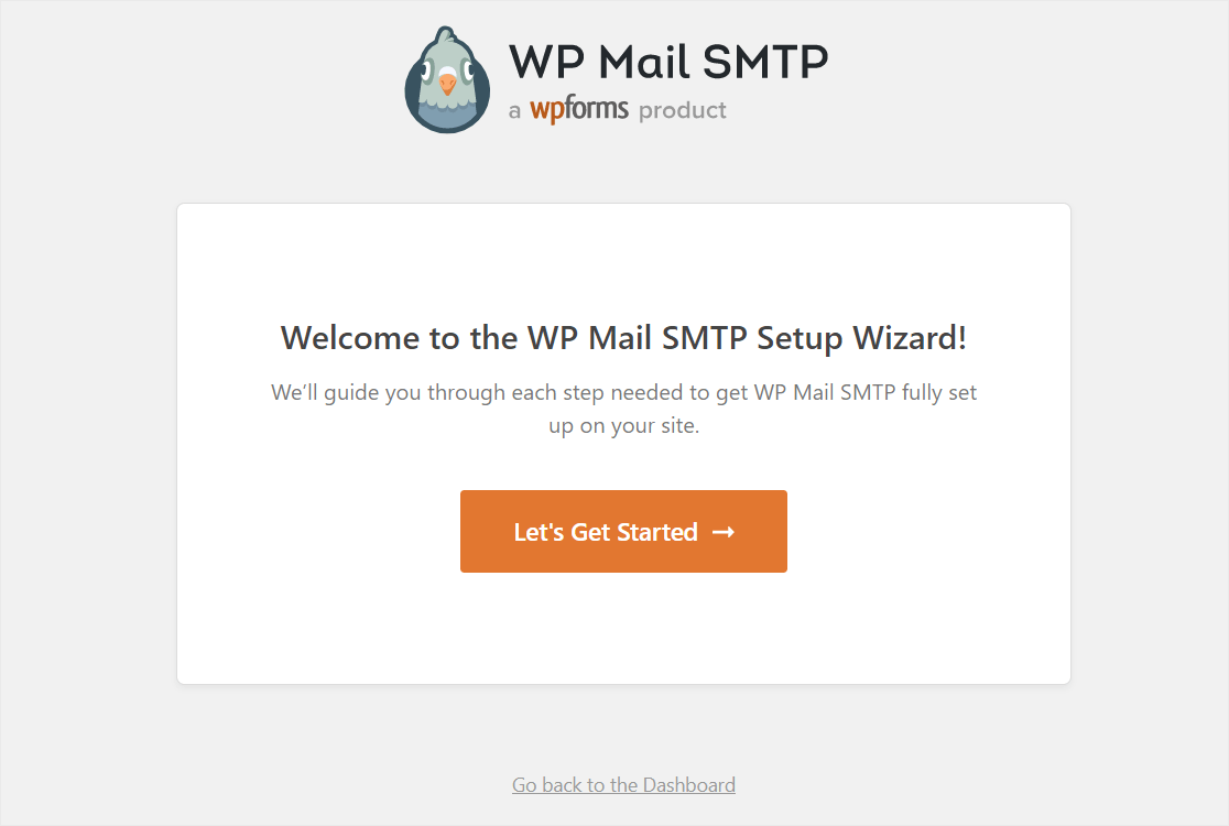 Ecranul de lansare a asistentului de configurare WP Mail SMTP