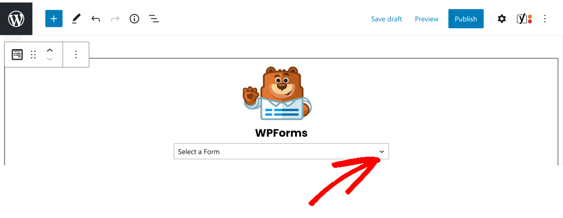 WPForms selectează formularul