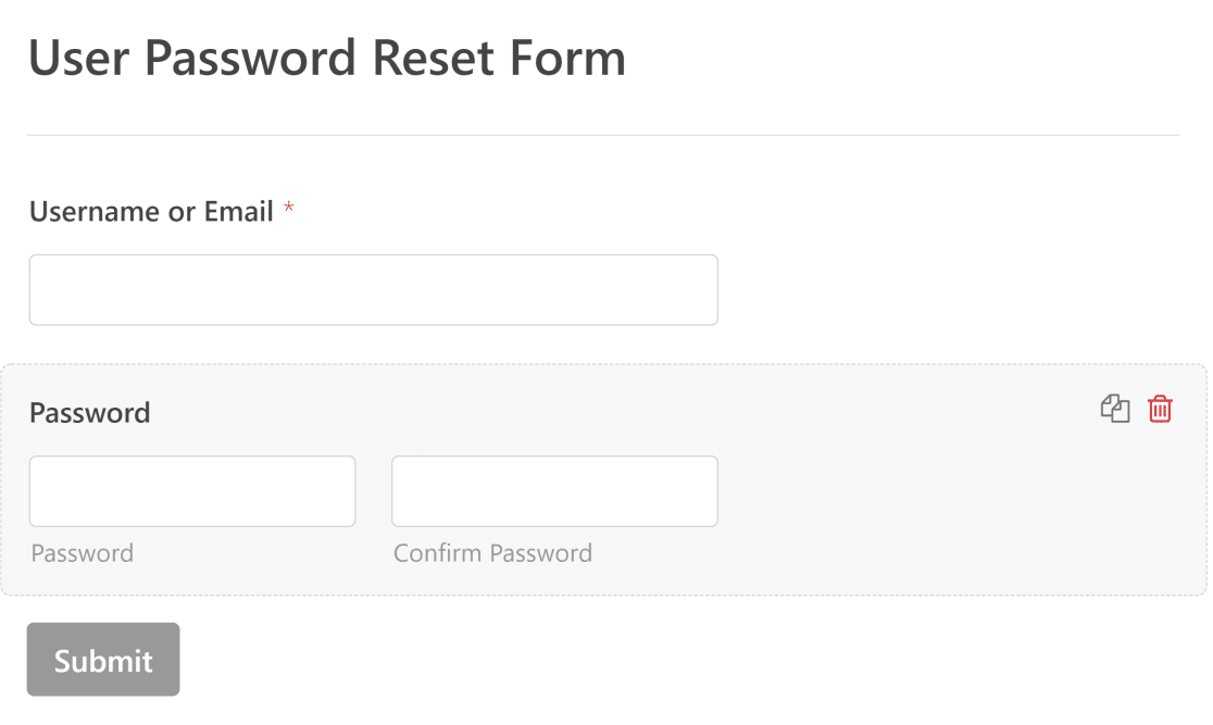 Formularz resetowania hasła