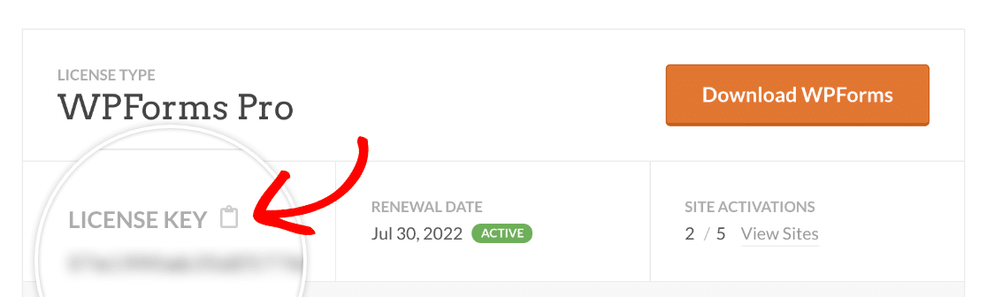คีย์ใบอนุญาต WPForms