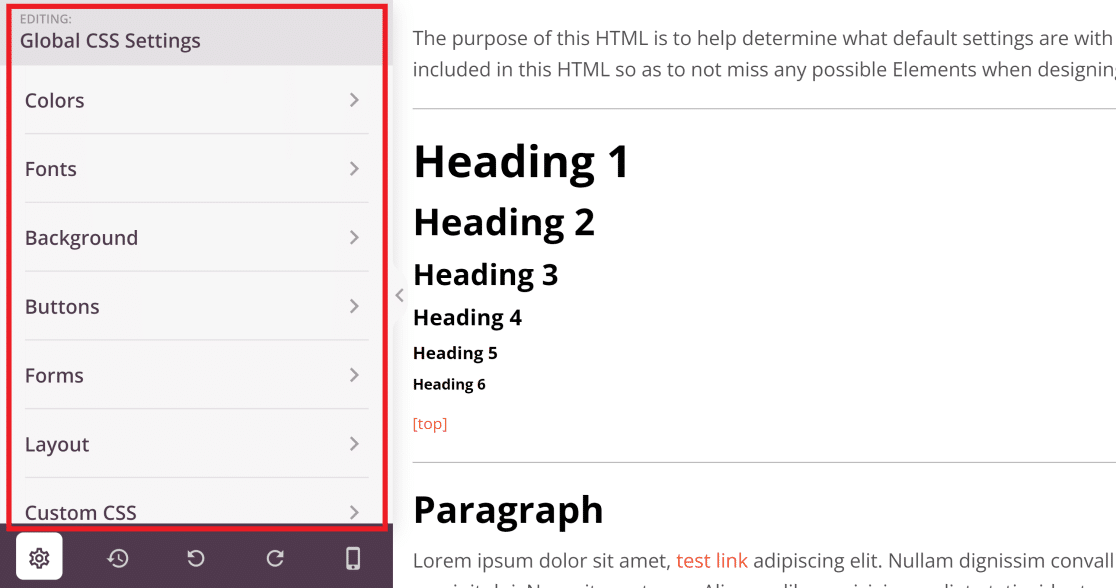 การตั้งค่า CSS ส่วนกลางของธีม SeedProd