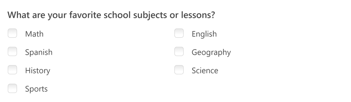 Frage der Klassenumfrage zum Thema Interesse