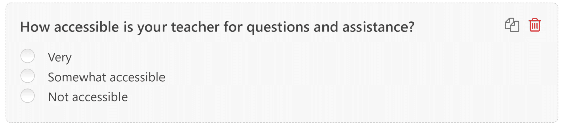 Question du sondage auprès des étudiants sur l'accessibilité des enseignants