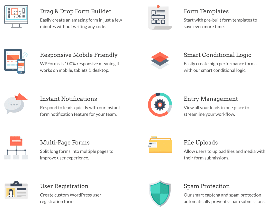 Características de WPForms