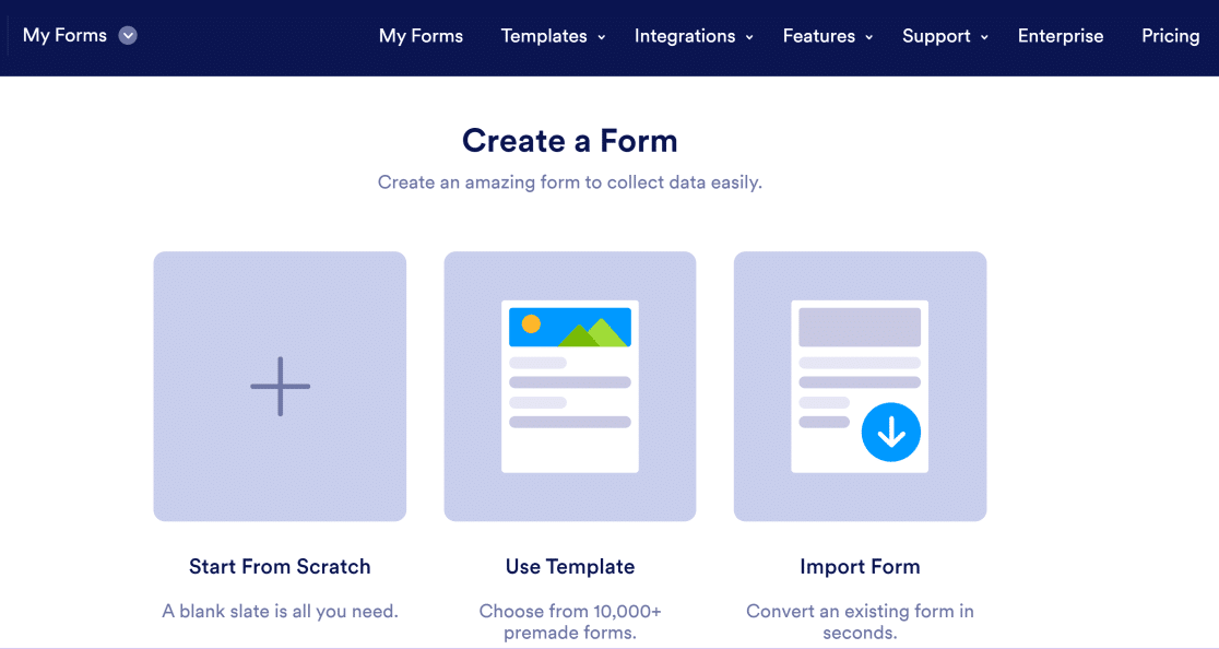 Jotform 새 양식 만들기