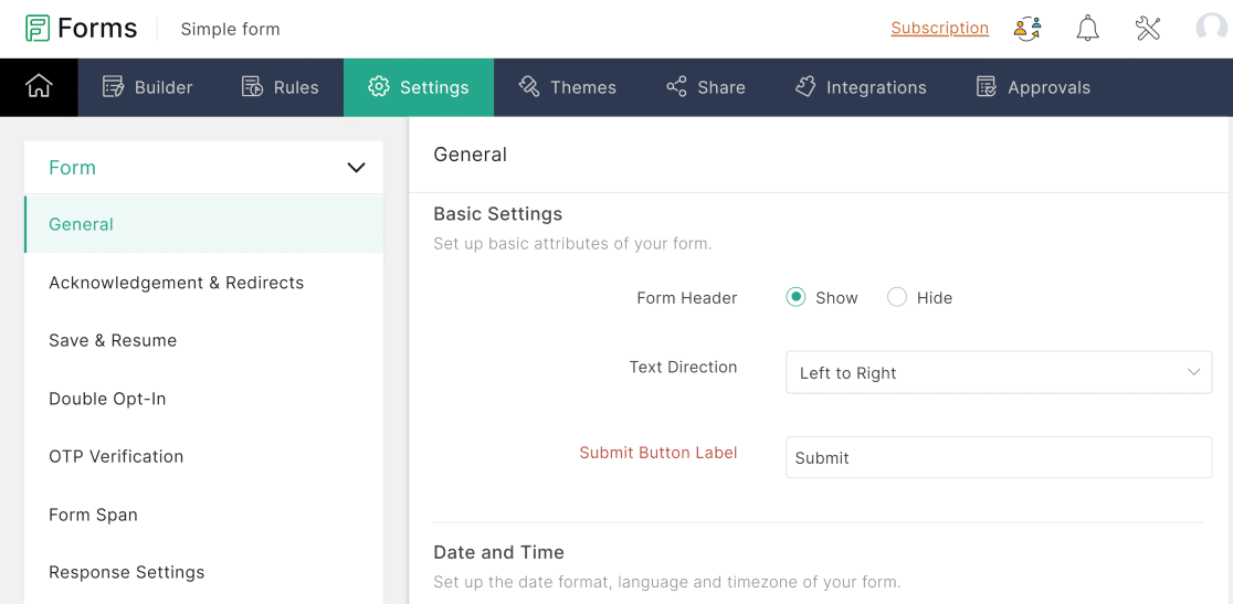 Configuración de formularios de Zoho