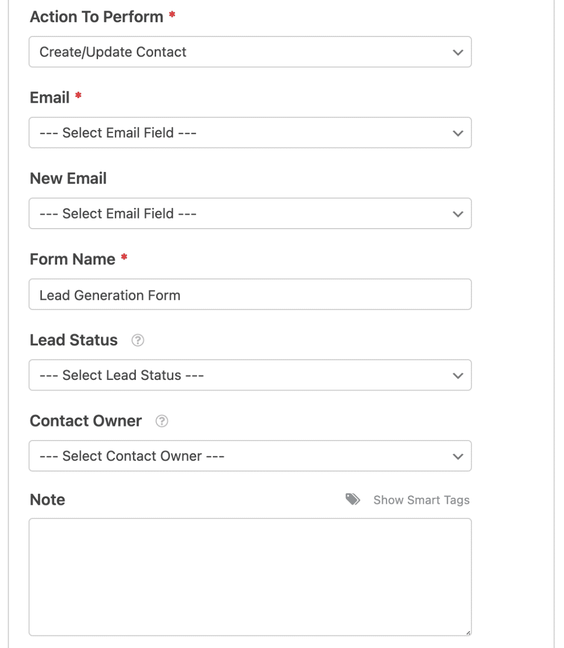 สร้างหรืออัปเดตตัวเลือกการติดต่อ hubspot