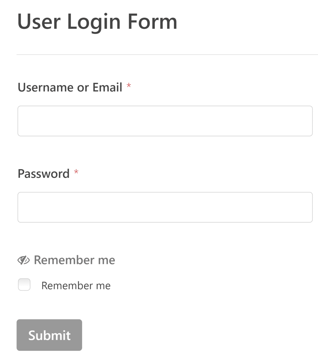 bidang formulir login pengguna