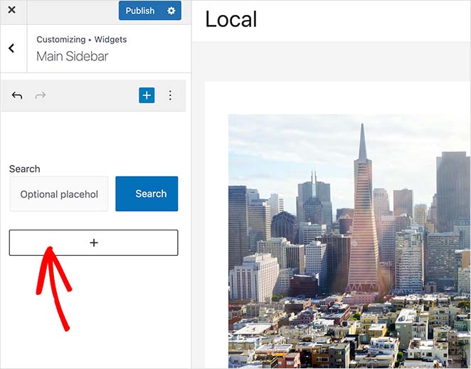 Click the plus icon to add widgets to your sidebar