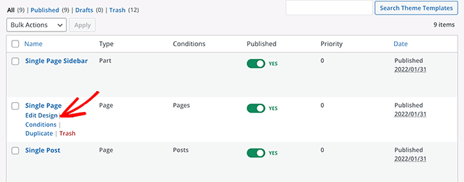 Edit the single page template