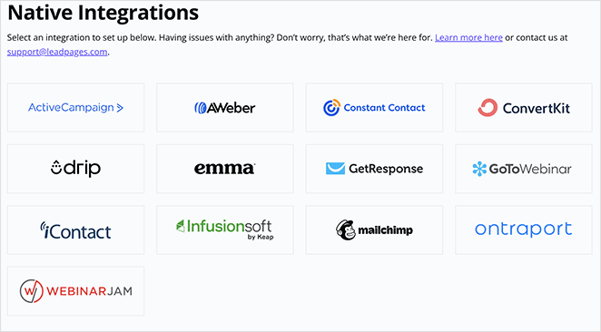 LeadPages integrations