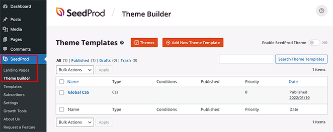 SeedProd theme builder