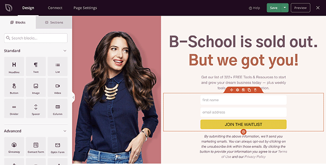 b-school lead gen landing page made with seedprod