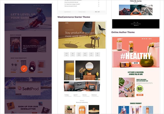 Choose a woocommerce theme from SeedProd's template library