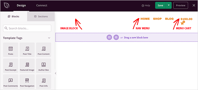 WooCommerce header blocks