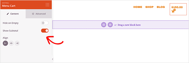 WooCommerce menu cart icon settings