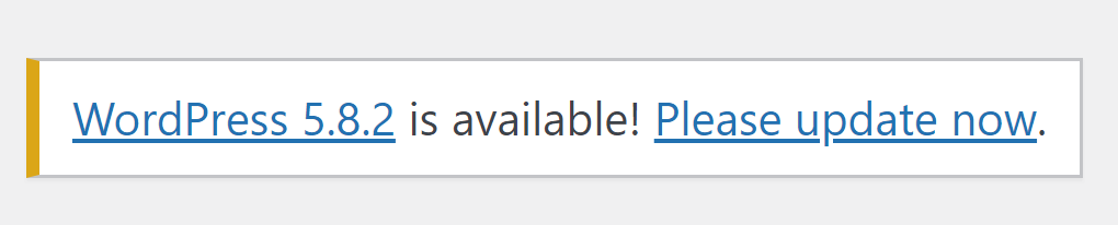 peringatan pembaruan yang tersedia di WordPress