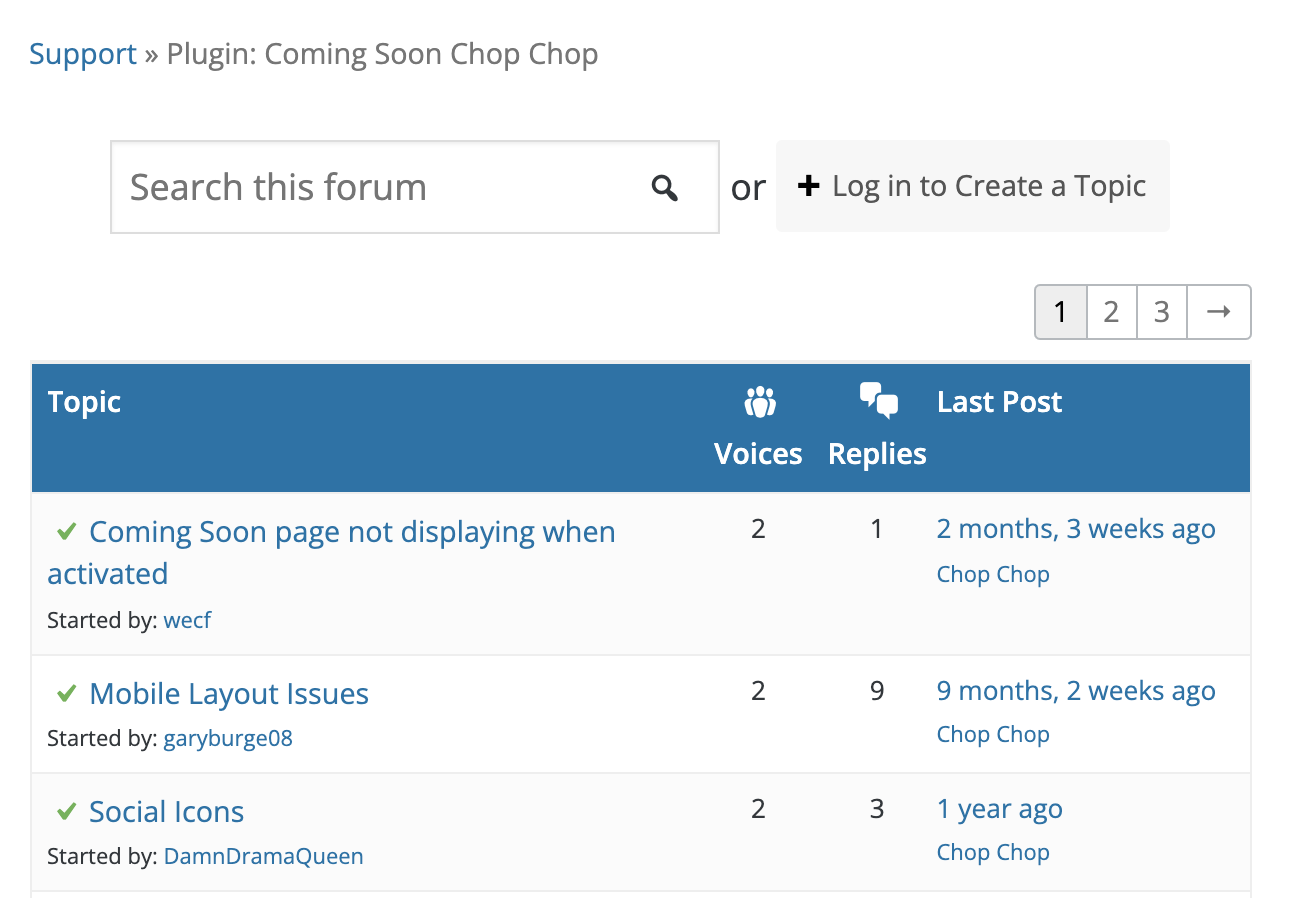 forum per un plugin per WordPress