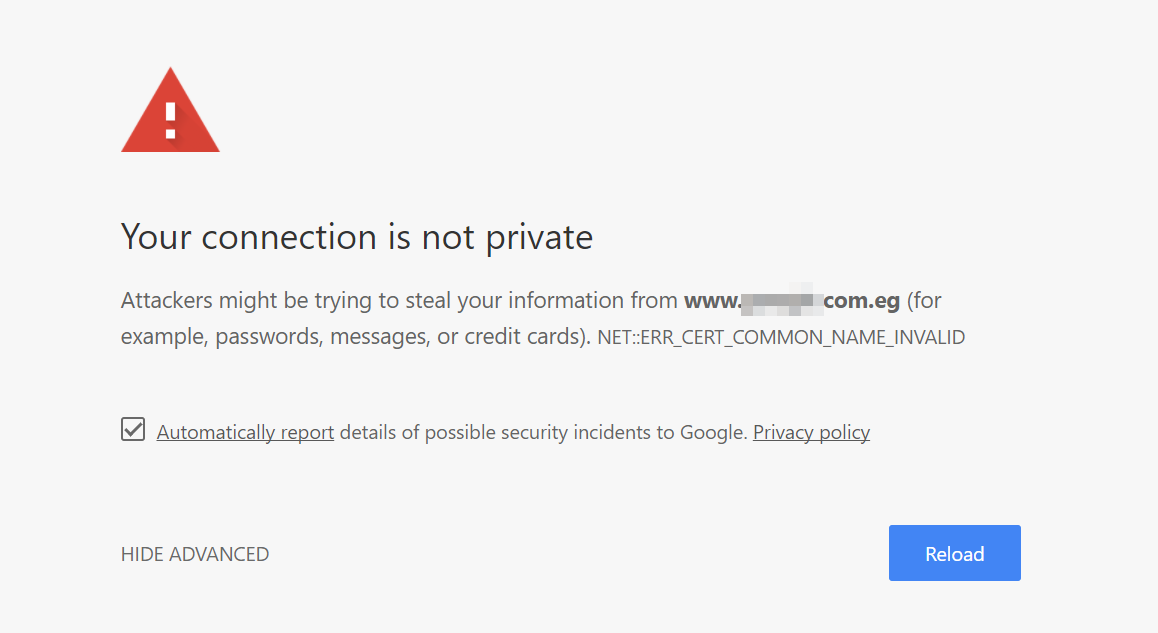 der Fehler "Ihre Verbindung ist nicht privat" in Google Chrome