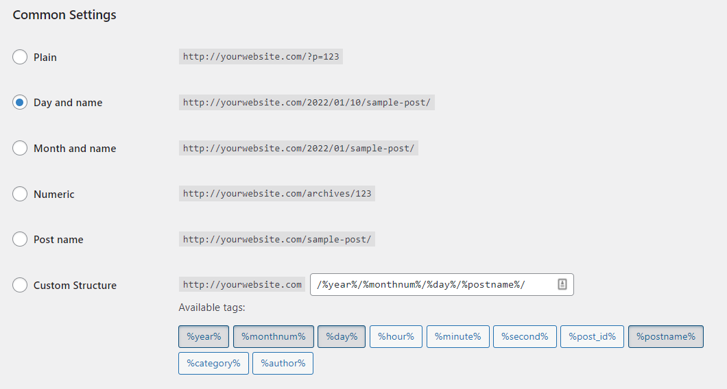 WordPressパーマリンクの更新