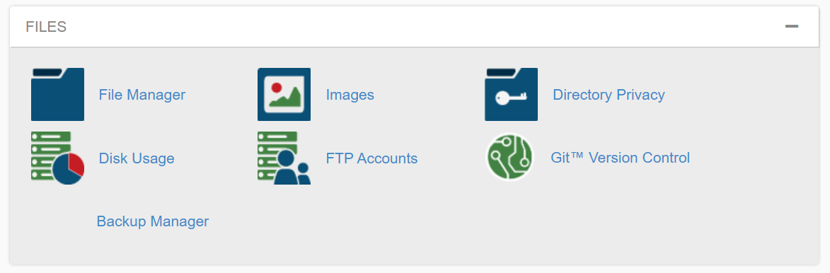 파일 관리자를 포함한 cpanel 옵션