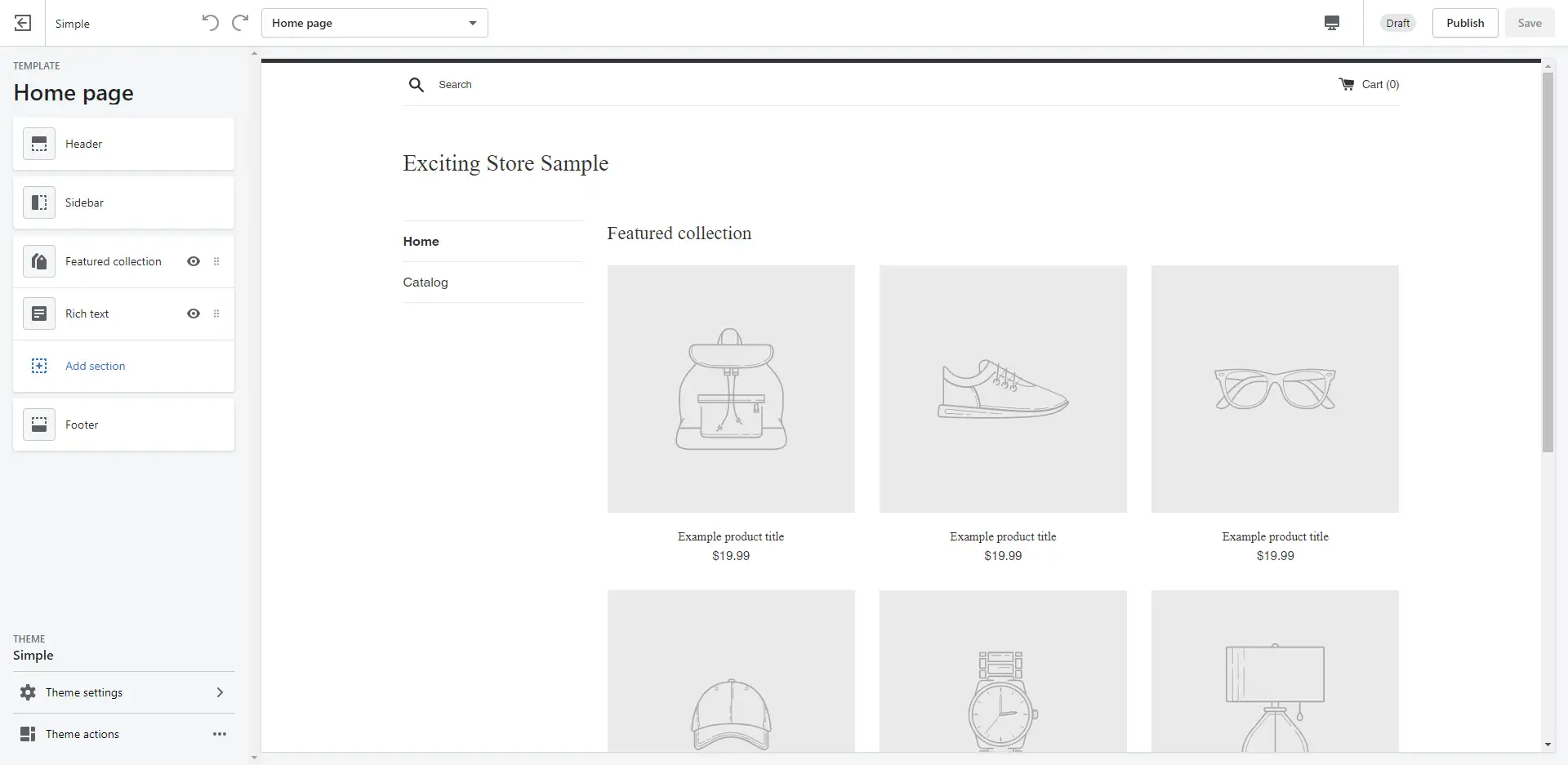 Ein Bild des Theme-Editors von Shopify.