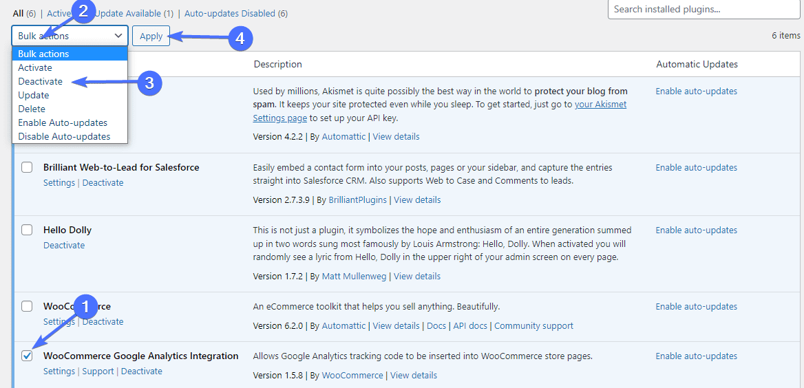 Disattiva i plug-in per risolvere il problema con la tassa woocommerce non funzionante