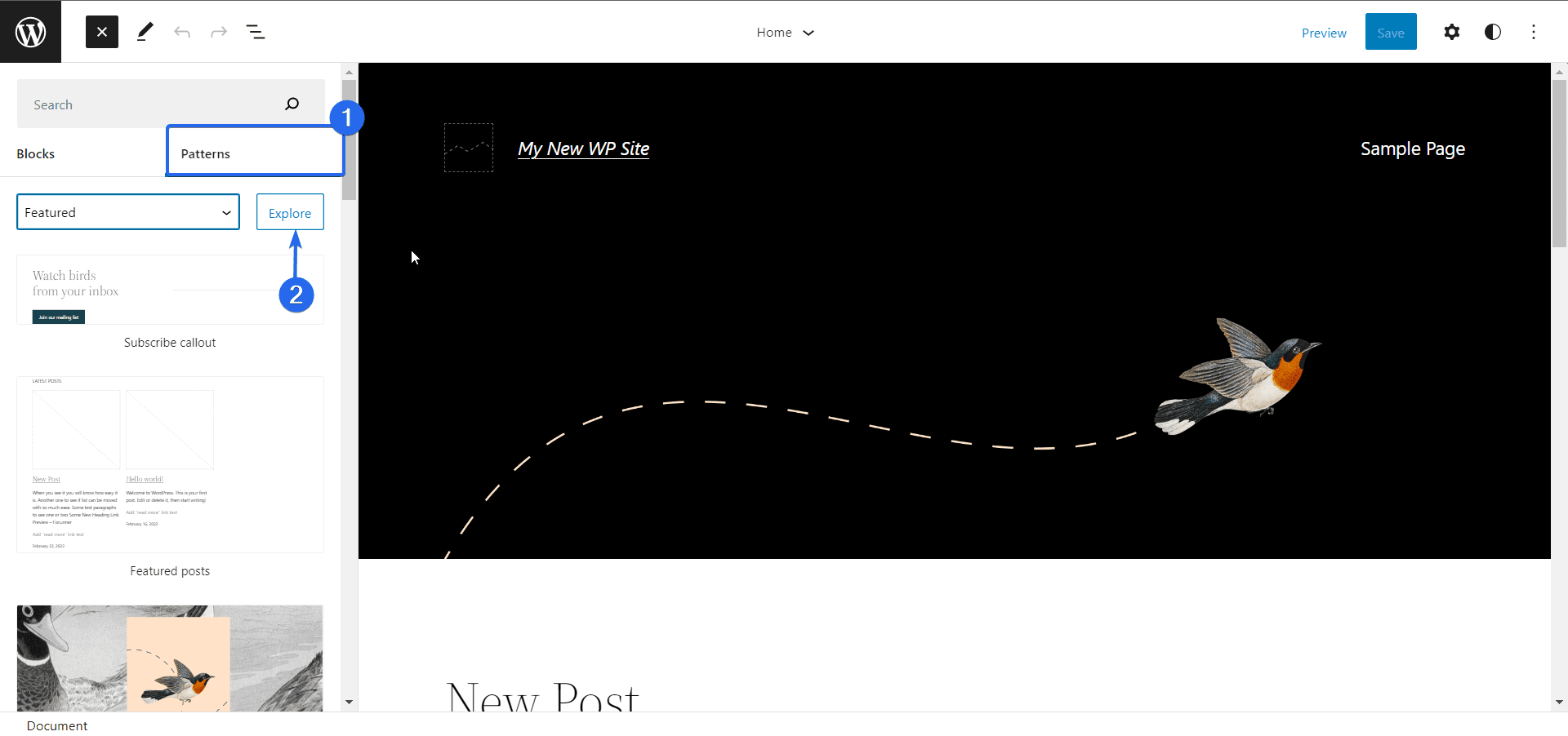 Accedi ai modelli sui temi dei blocchi