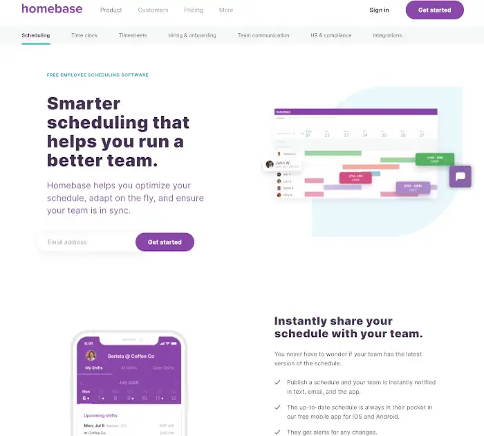 Meilleures applications de planification des employés : Homebase