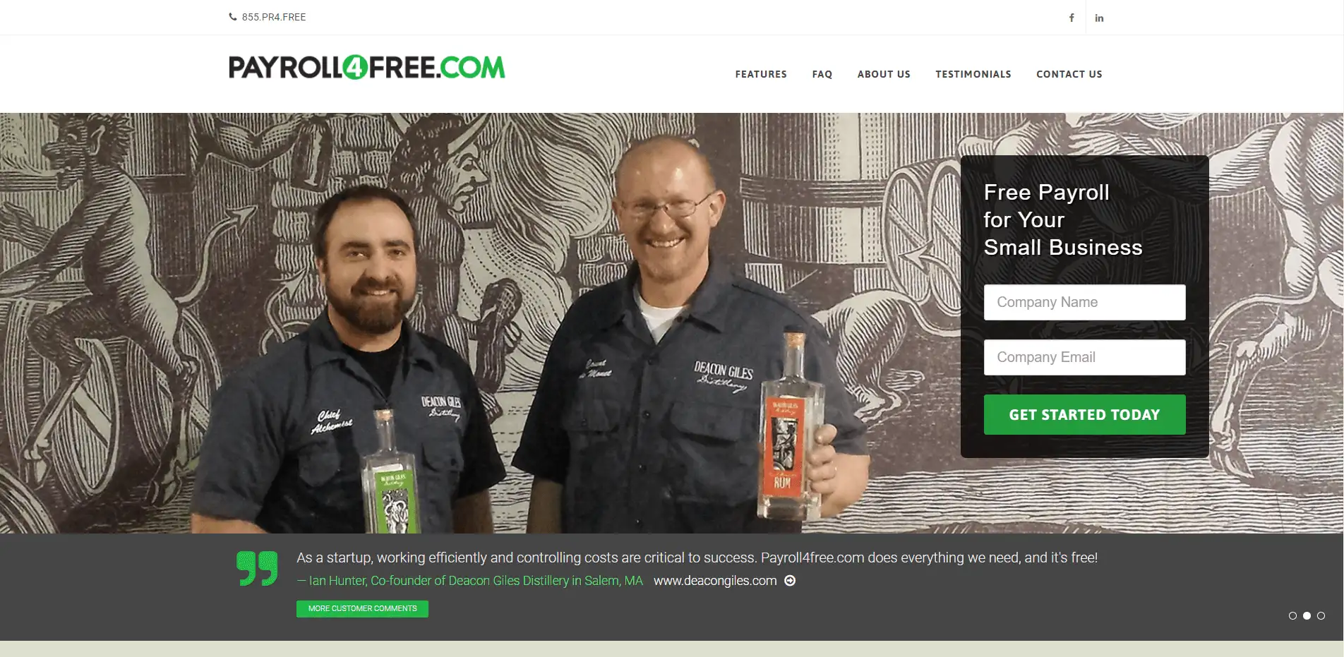 Homepage von Payroll4Free.