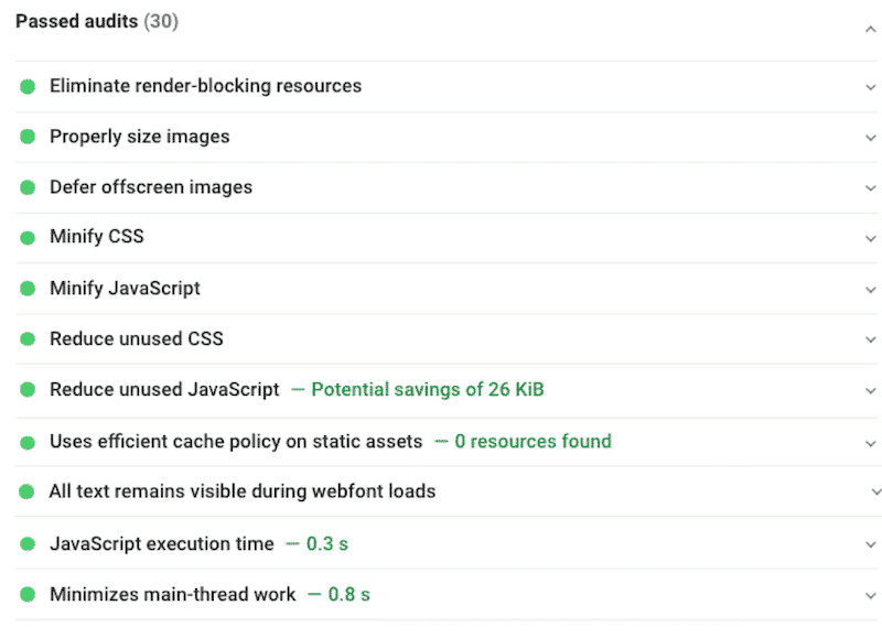 Daftar "lulus audit" saya secara signifikan lebih lama dengan WP Rocket diaktifkan