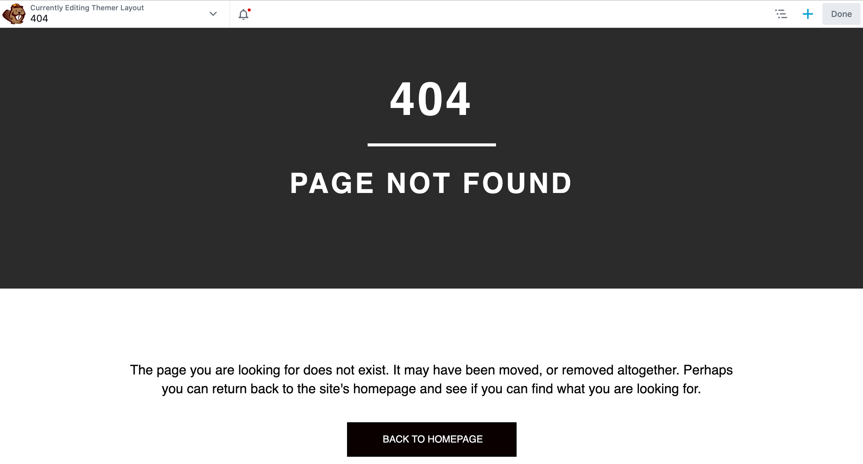 Șablonul 404 al Beaver Builder.