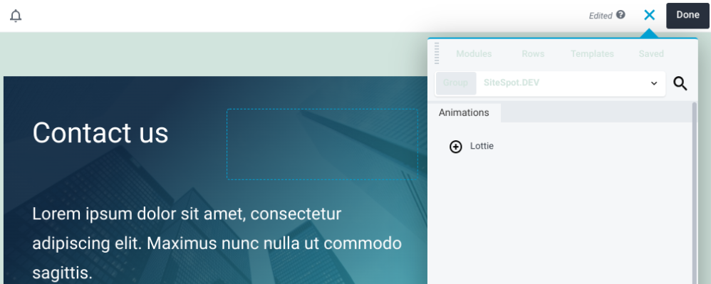 Le module Lottie dans Beaver Builder.