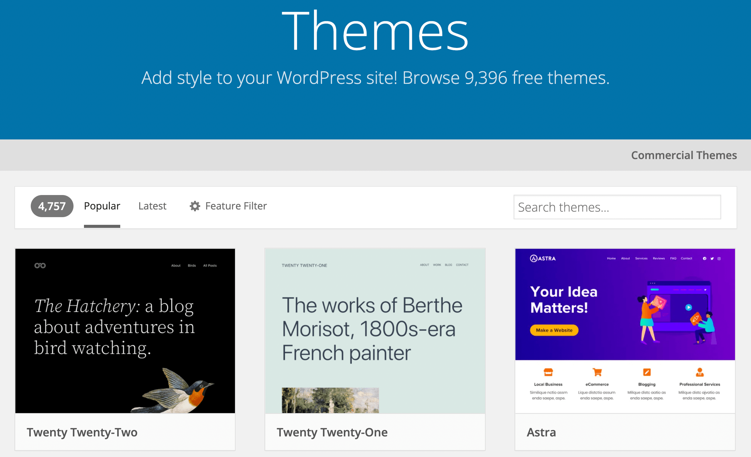 Répertoire de thèmes WordPress