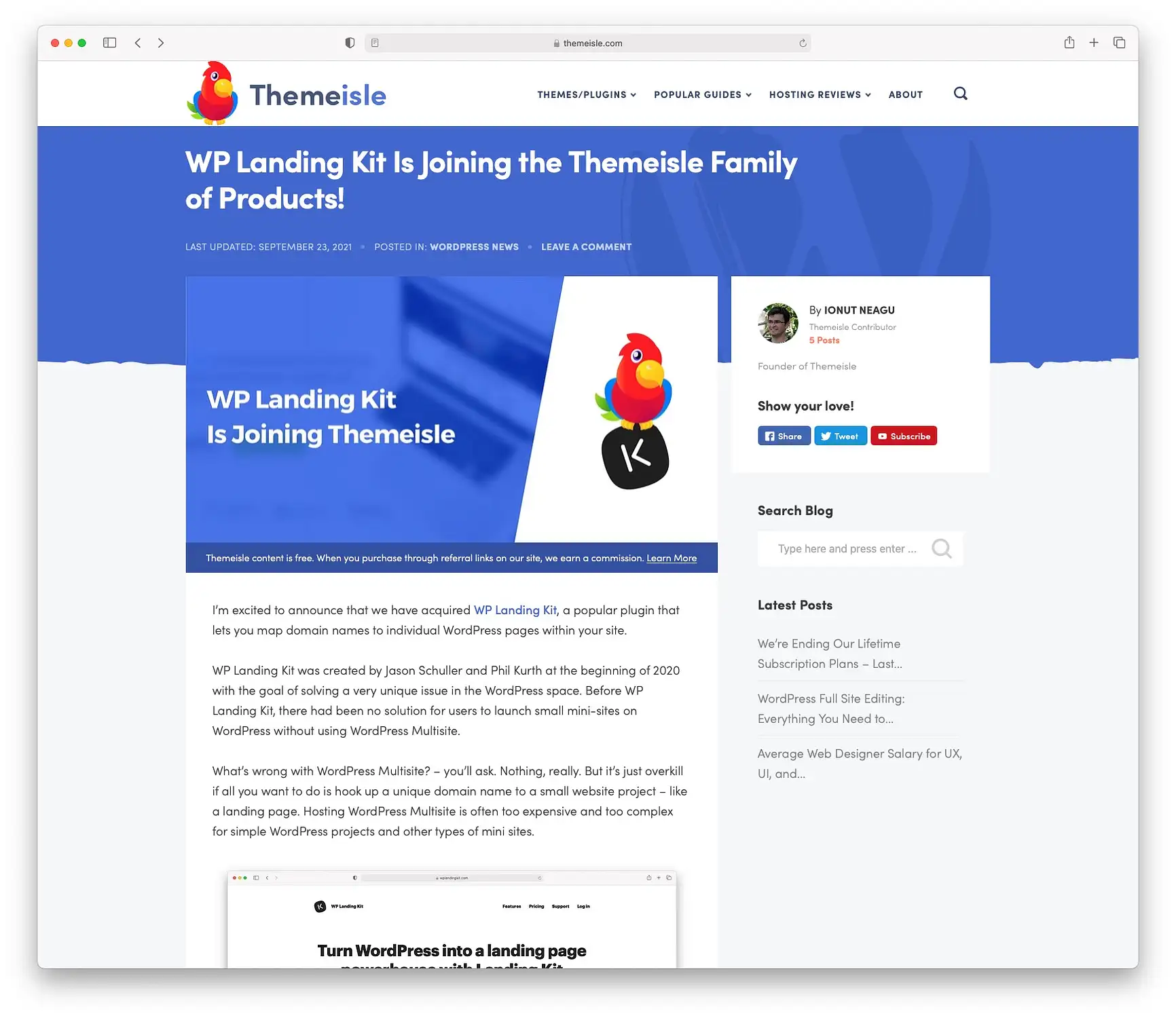 Themeisle ได้รับ WP Landing Kit