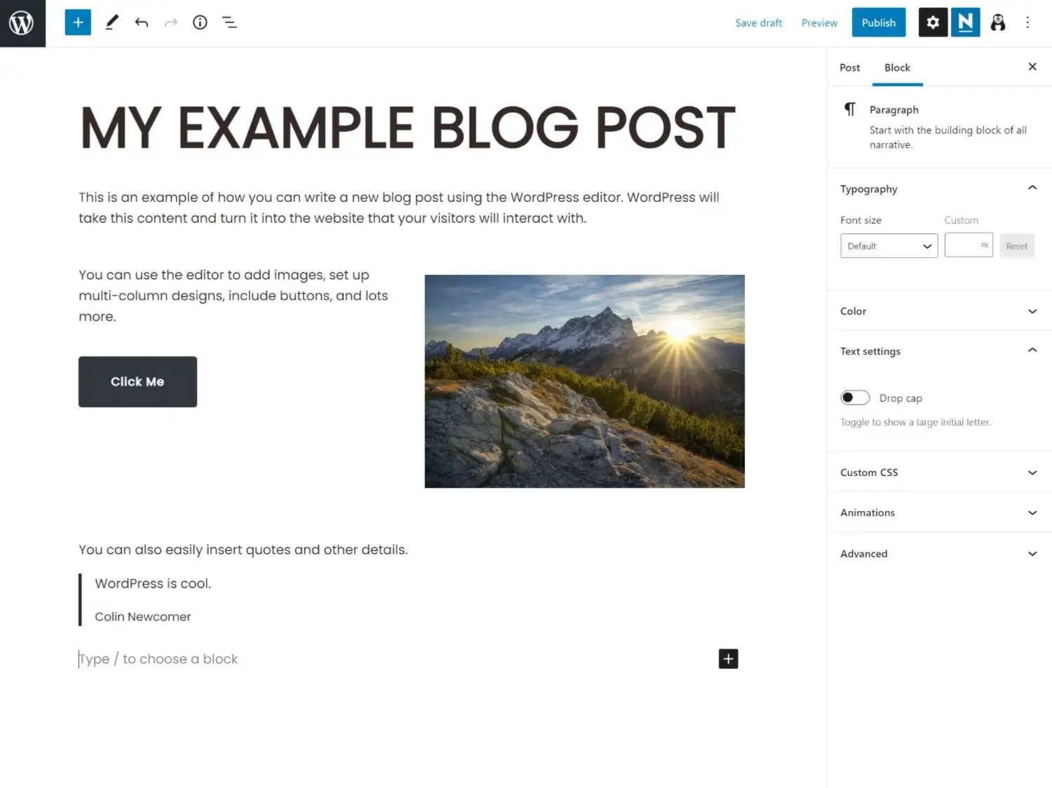 Creazione di un post sul backend di WordPress