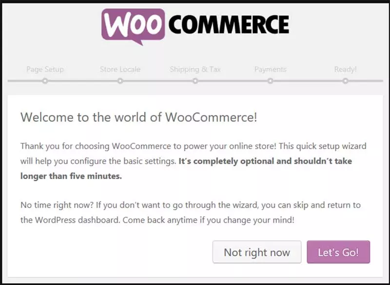 Asistente de configuración de WooCommerce