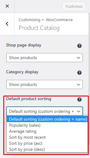 Opzioni di ordinamento dei prodotti predefinite in WooCommerce