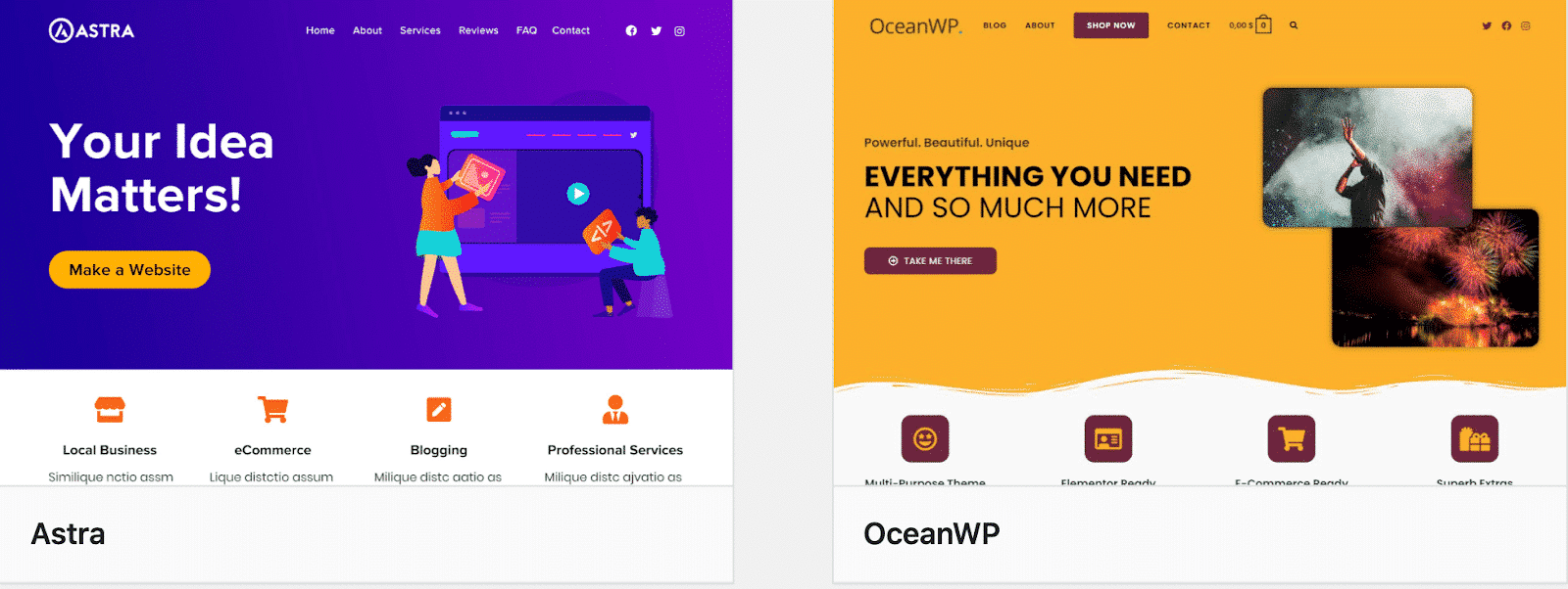 AstraとOceanWP：パフォーマンスの比較