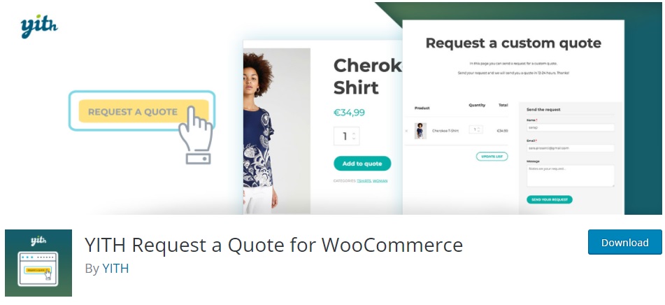 yith добавить кнопку WooCommerce запросить цитату