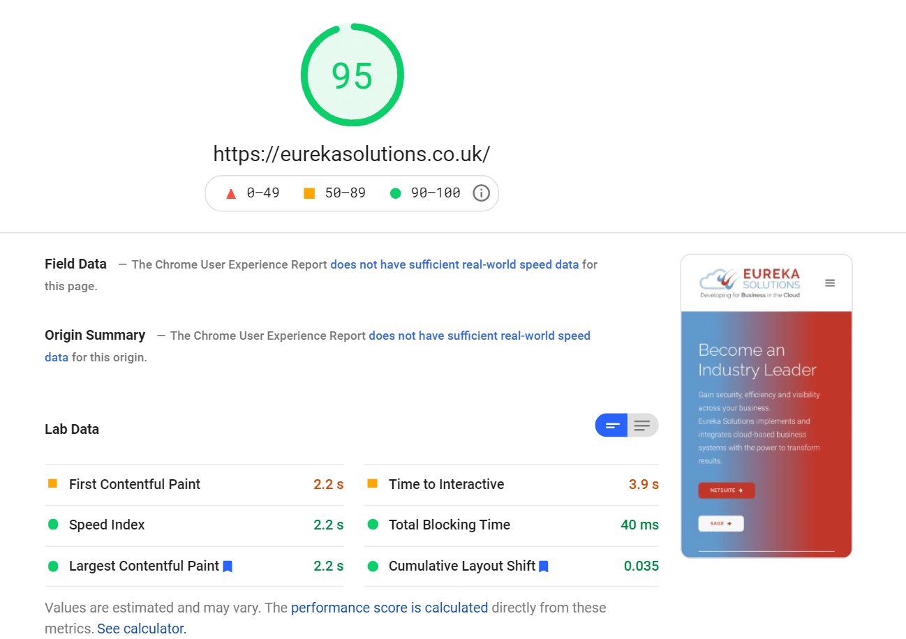 Score PageSpeed ​​depuis le mobile après l'installation de WP Rocket 3.9