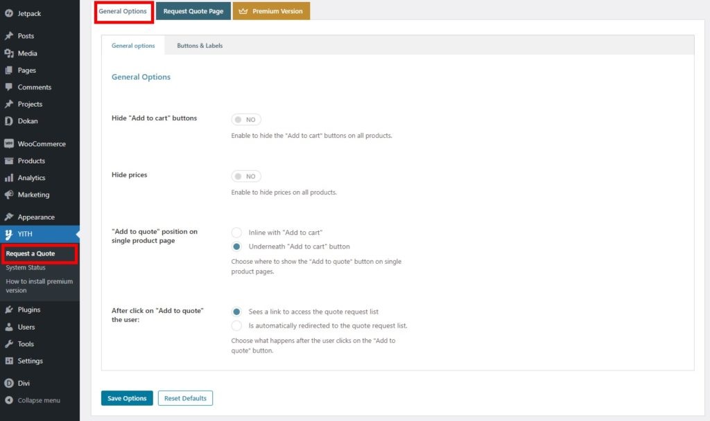 opsi umum dengan woocommerce meminta plugin kutipan