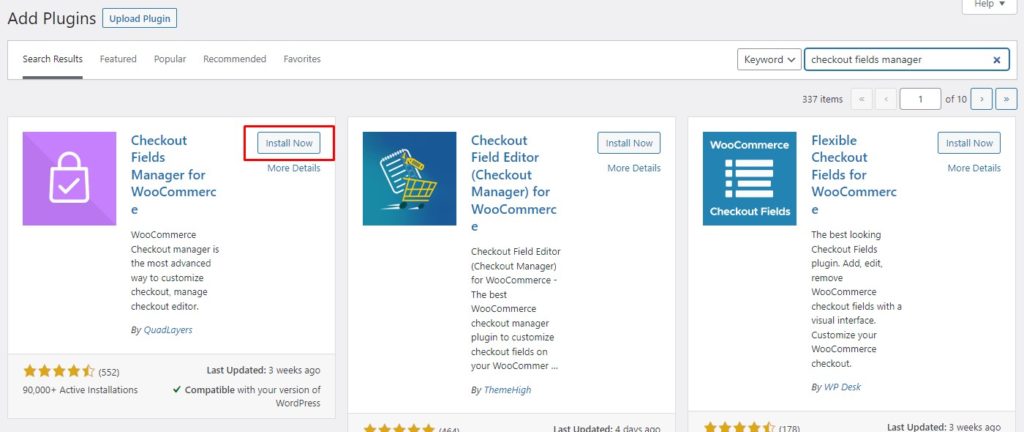 instal pengelola bidang checkout untuk plugin woocommerce